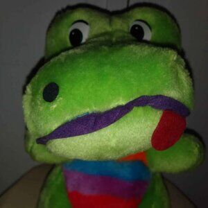 J Company Plush Green Alligator with Rainbow Belly